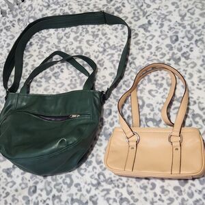 Nine West Small Handbag Beige And Crossbody Bag Green Medium  Bundle 2pcs!!
